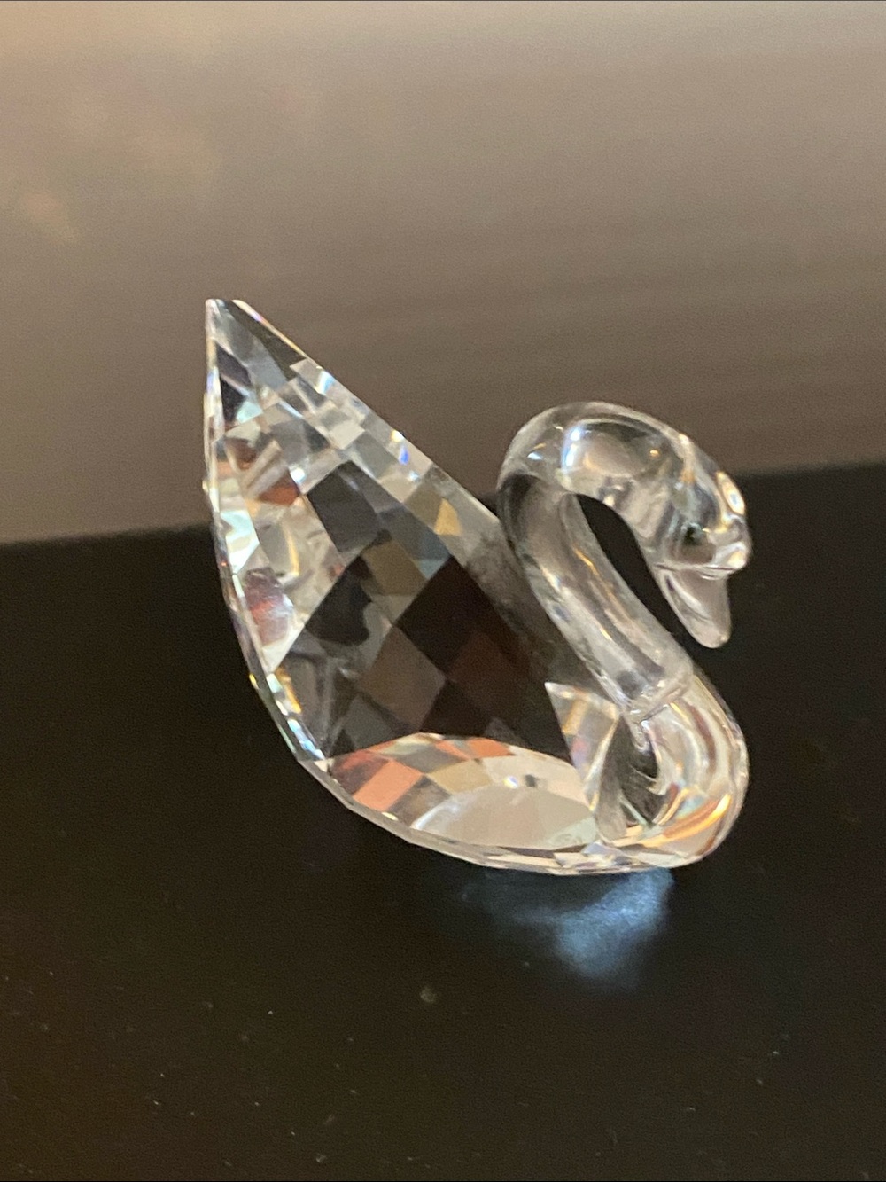 Swarovski multi faceted Clear Crystal Swan Figurine